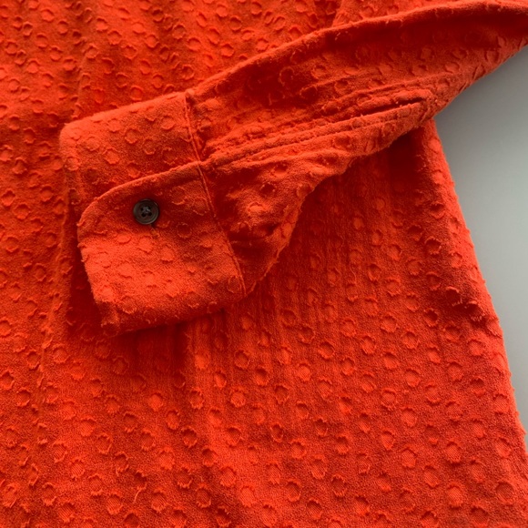 Madewell Textured Dot Button Down in Orange | Small - Picture 5 of 6